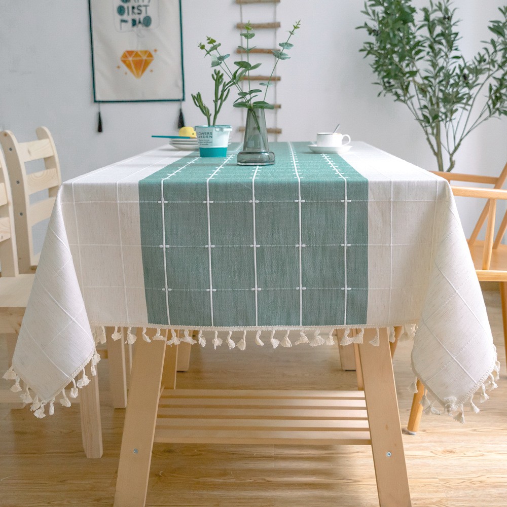 Tablecloth Rectangle Cotton Linen Modern Table Cover Home Decor Tassel Simple Table Cloth Cover For Kitchen Dining More Shopee Malaysia