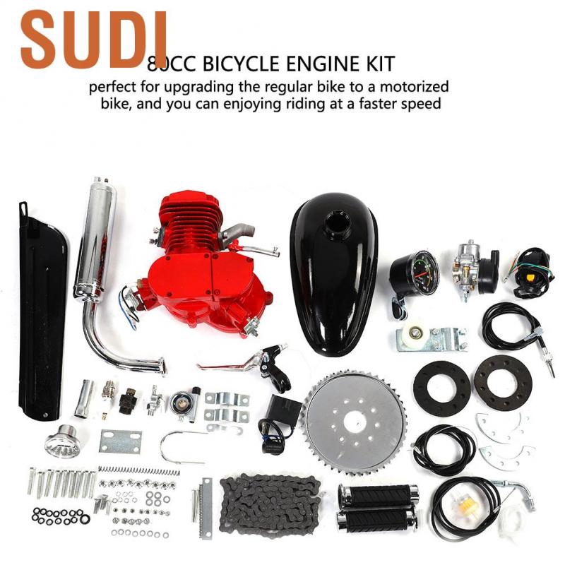 80cc 2-Stroke Cycle Gas Engine Kit Motorized Bicycle Bike Gasoline Motor Set Single Cylinde