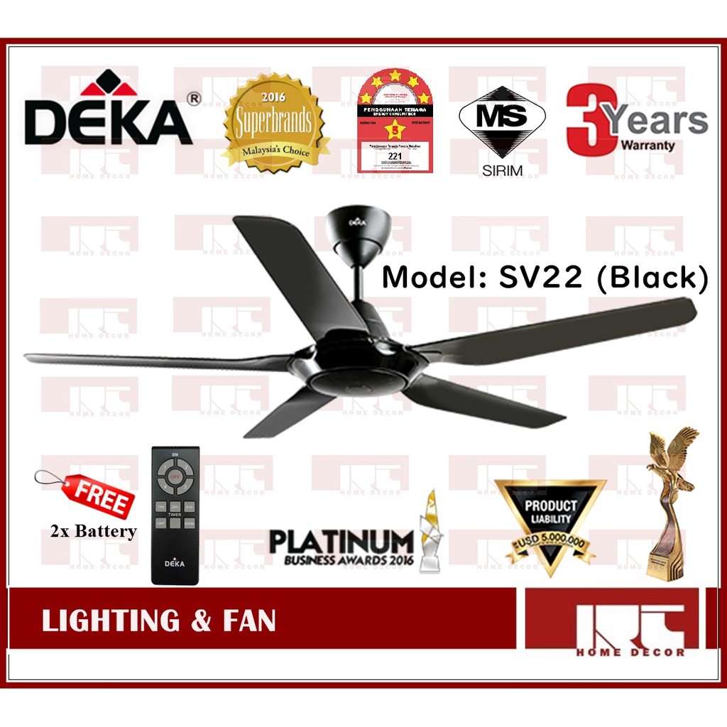 Ceiling Fan Deka Sv22 Sv33 56 With Remote Control Shopee Malaysia