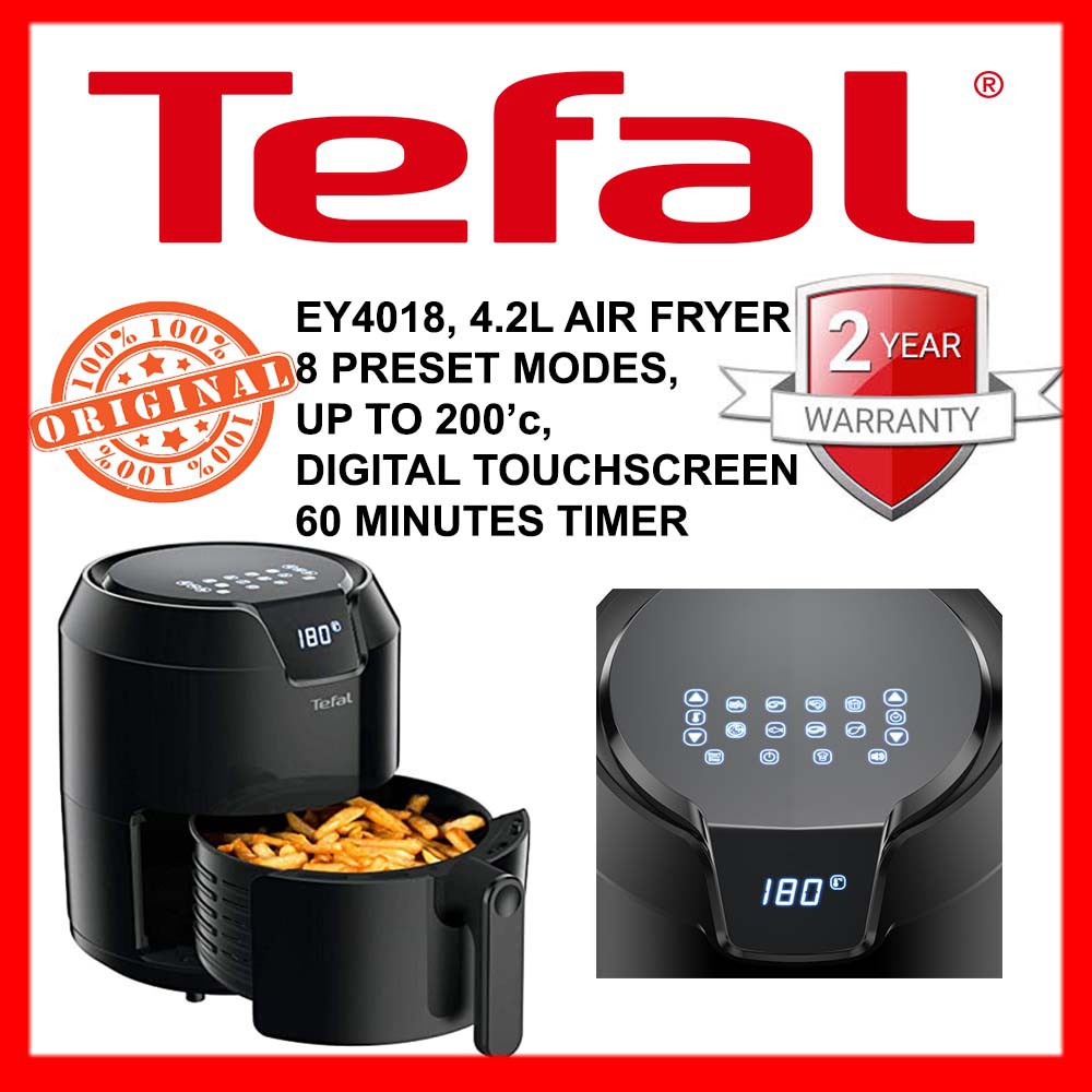 TEFAL AIR FRYER, DIGITAL, EY4018, 100 ORIGINAL BRAND NEW SET, 4.2L BASKET CAPACITY, 1.2 KG FOOD