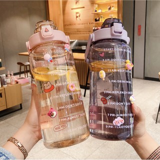 2L Large Capacity Transparent Colour Water Bottle