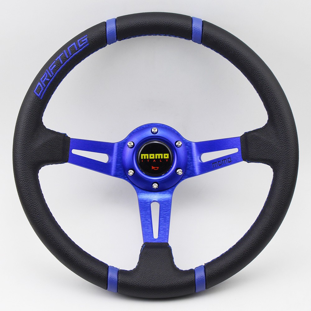 350mm 14 Universal Aluminum Steering Wheel Frame PU Leather 6Bolt