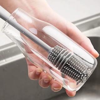 Long Handle Multifunctional TPR Cleaning Bottle Brush/ 360 Silicone Milk Bottle Deep Clean Brushes/Household Kitchen Glass Cup Cleaning Brush