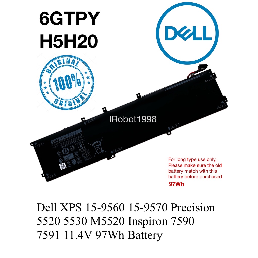 Original Dell 6GTPY H5H20 for XPS 159560 9570 Precision 5520 5530
