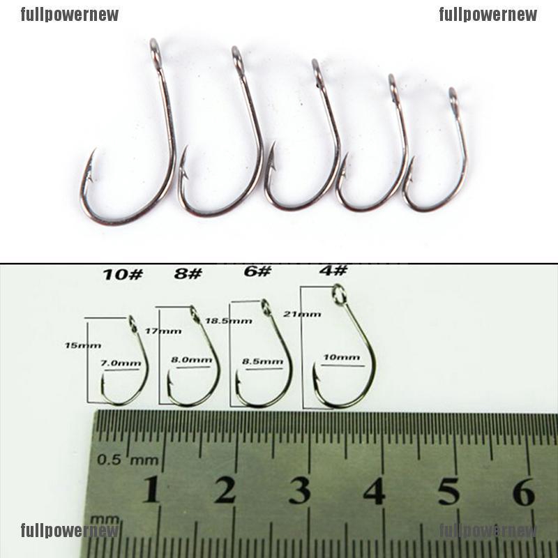 100Pcs Big Eye Single Hook Spoon Hook Size 4#,6#,8#,10#,12# For Choose  ^ 
