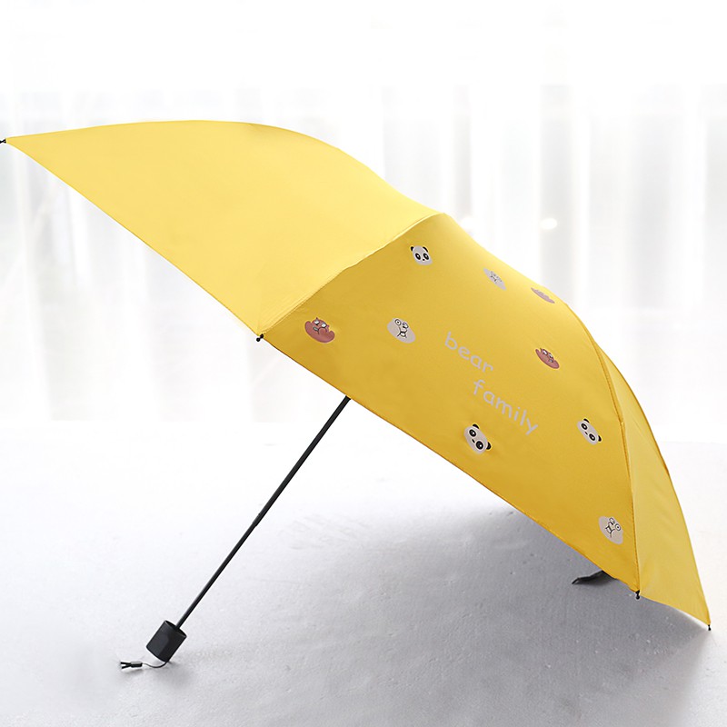 Yellow Lemon Gray Wave fashion print cute Windproof automatic tri-fold umbrella sun UV protection Sun umbrella