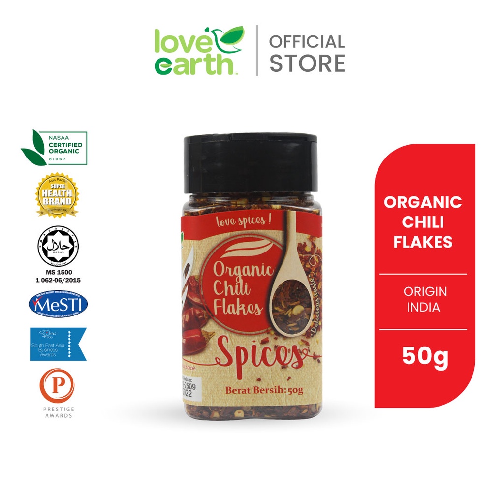 Love Earth Organic Chili Flakes/ Tumeric/ White Pepper / Black Pepper