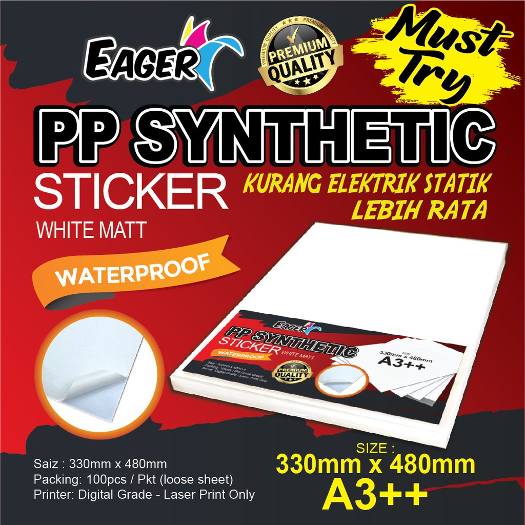 A3++ PP Synthetic Sticker / Matt Sticker / Sticker kalis Air / Label