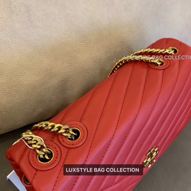 💯 Original Authentic Tory Burch Kira Chevron Convertible Shoulder  Crossbody Bag Red Lambskin Leather | Shopee Malaysia