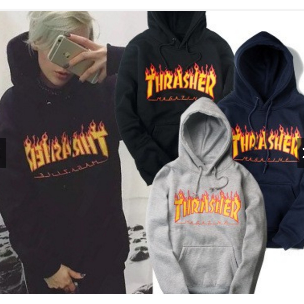 gray thrasher flame hoodie