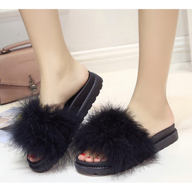 faux fur flip flop