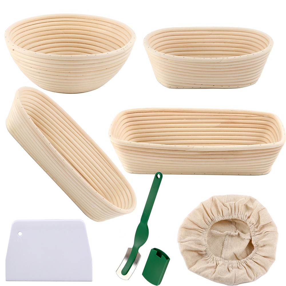 8.5 Round Banneton Proofing Basket,Natural Rattan Made,Baking Bowl Dough for Large Bread Baking,Home Bakers and Hotels Use,Rising Dough Baskets Set Includes Cloth Liner 