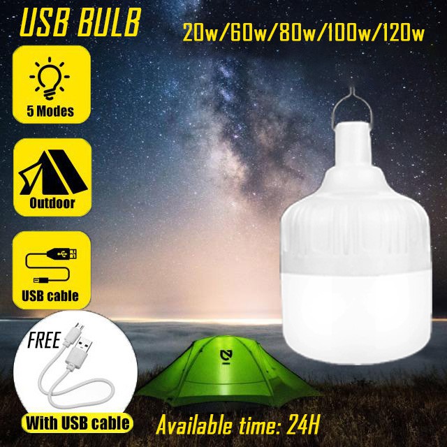20W 60W80W 100W 120W LED Light Bulb USB Rechargeable Bulb 