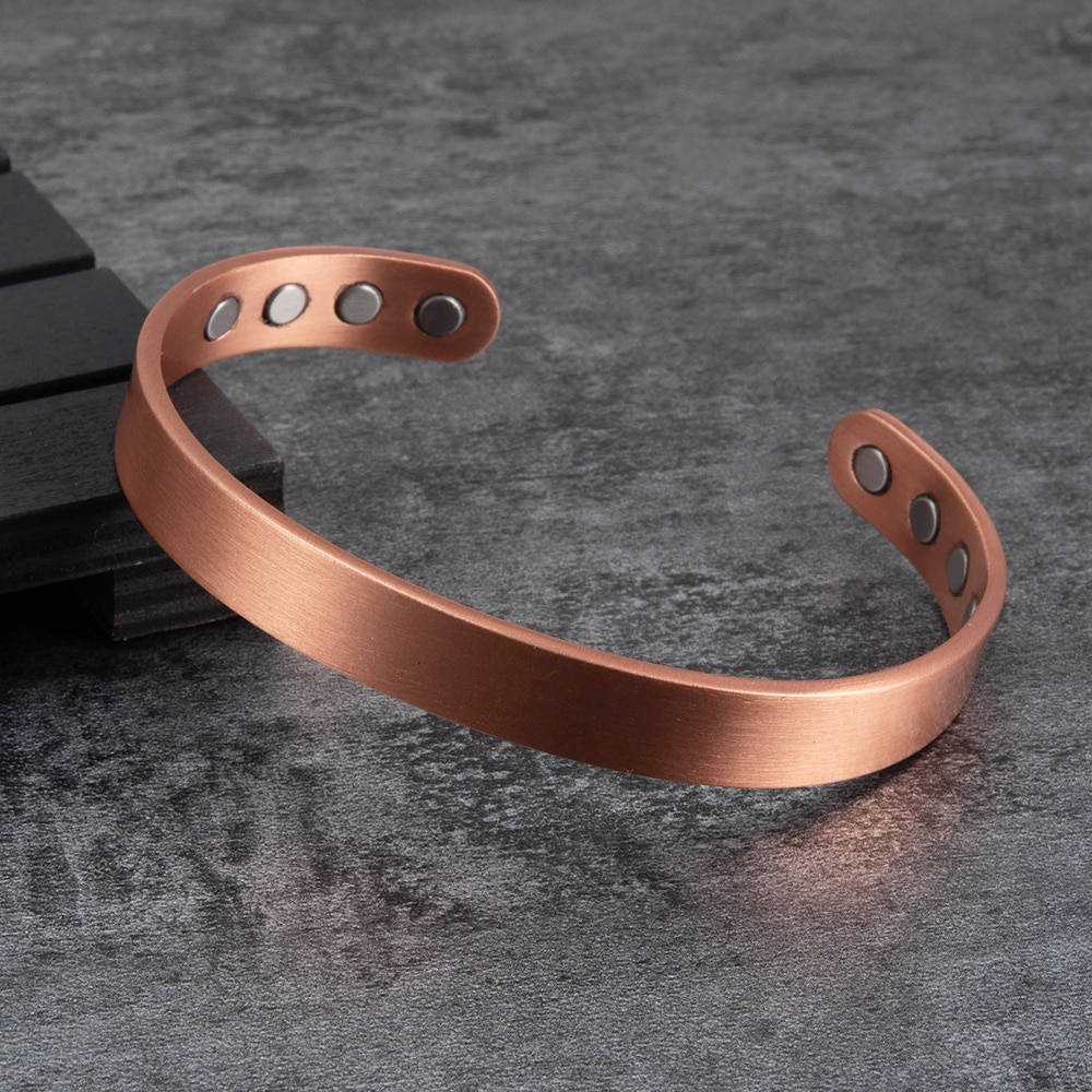 Matte Copper Magnetic Bracelet Men Arthritis Adjustable 10mm Men Cuff Energy Male