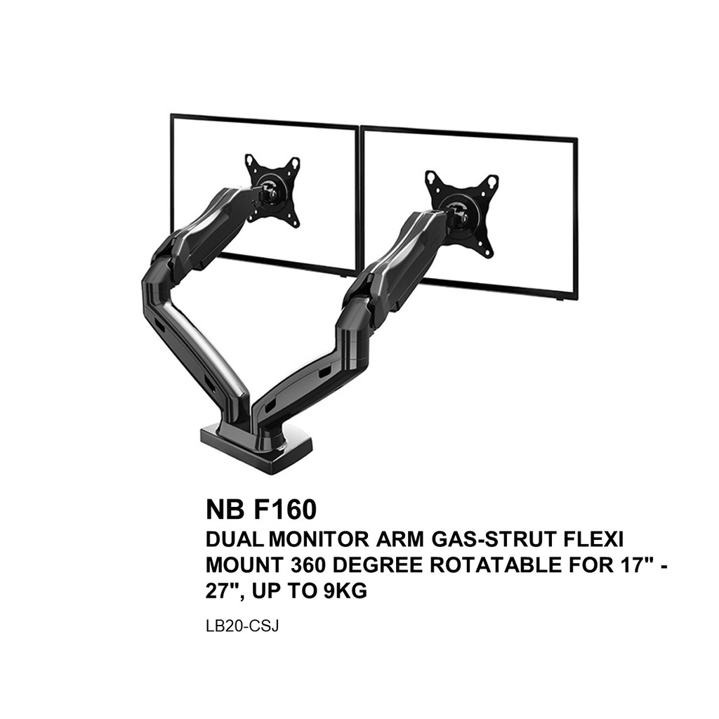 nb-f160-dual-monitor-arm-gas-strut-flexi-mount-360-degree-rotatable-for