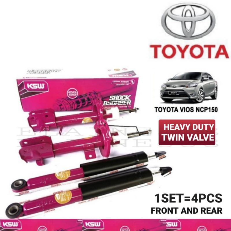 Ksw Toyota Vios Ncp150 Absorber Front Rear 1set 4pcs Ksw Heavy Duty Twin Valve Suspension Toyota Car Shopee Malaysia