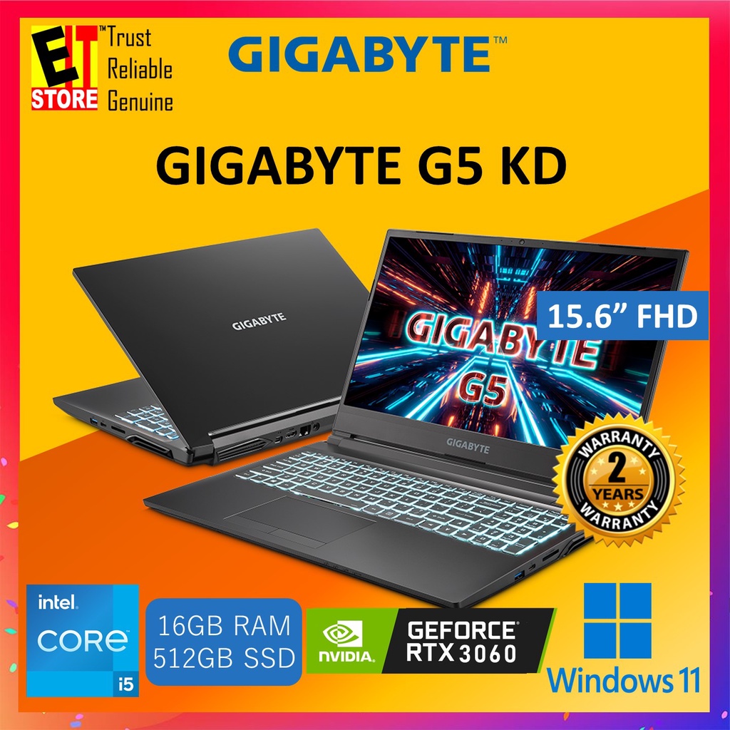 GIGABYTE G5 KD GAMING LAPTOP (i511400H/16GB/512GB SSD/15.6 FHD/NVIDIA
