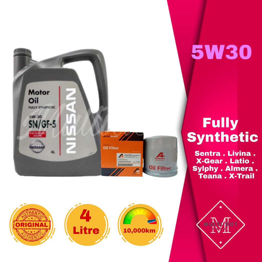 Nissan Engine Oil Fully Synthetic 5W30 4L + Oil Filter Sentra Livina X ...