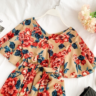  korean  style women ladies chiffon  flower shirt blouse baju  