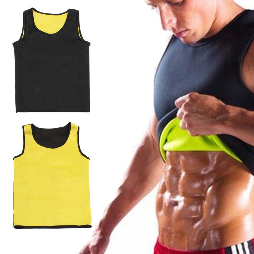 Mens Slimming Sauna Shirt Sweat Vest Neoprene Body Shaper Tank Top