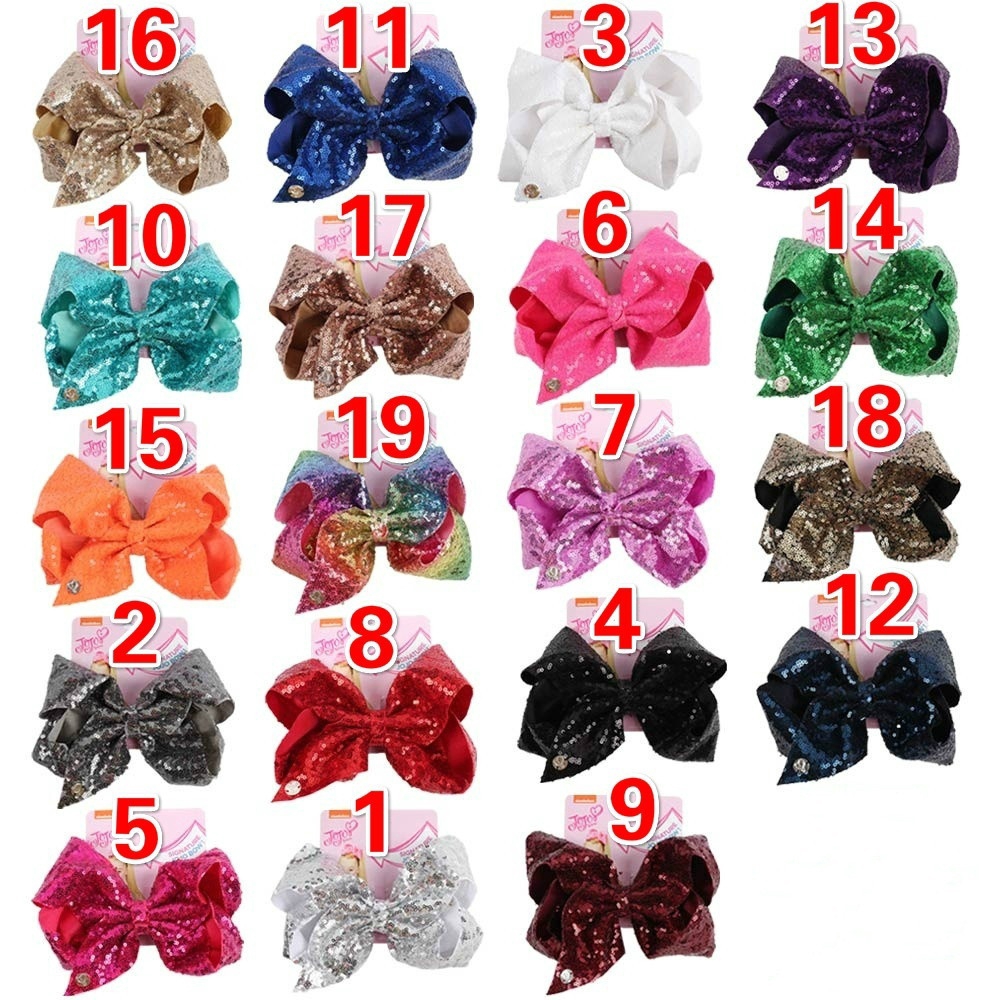 New Arrival Boutique Baby Girls Sequin Hair Bows Rhinestones Jojo