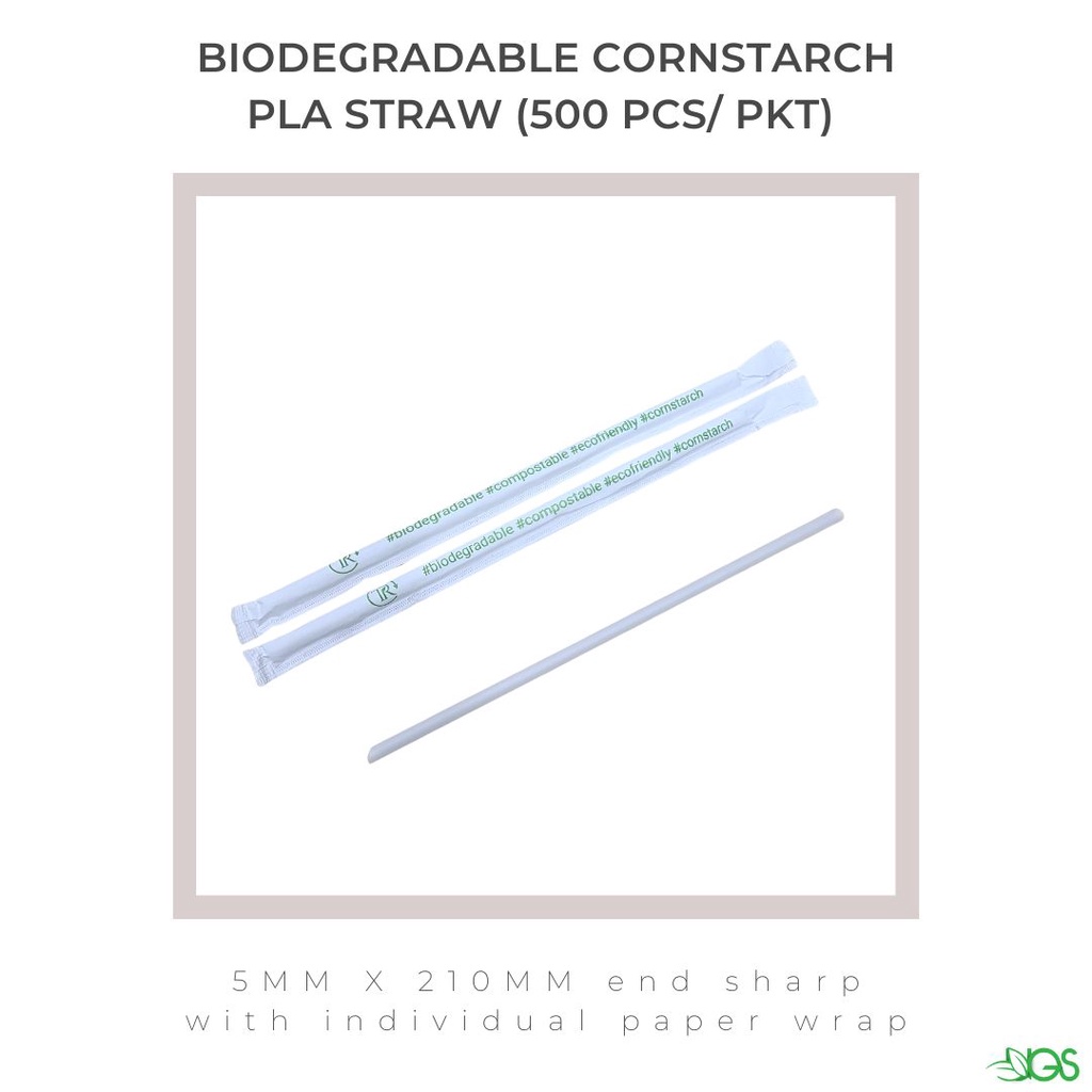 Biodegradable Cornstarch PLA Straw 5MM X 210MM End Sharp with ...