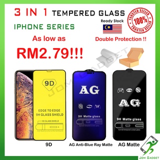 【3 in 1】Iphone 13 13ProMax 13Mini 12Pro 11 Xs Max XR 8+ 7+ 6s+ Tempered Glass Screen Protector 9D/AGAntiBlueRay/AGMatte