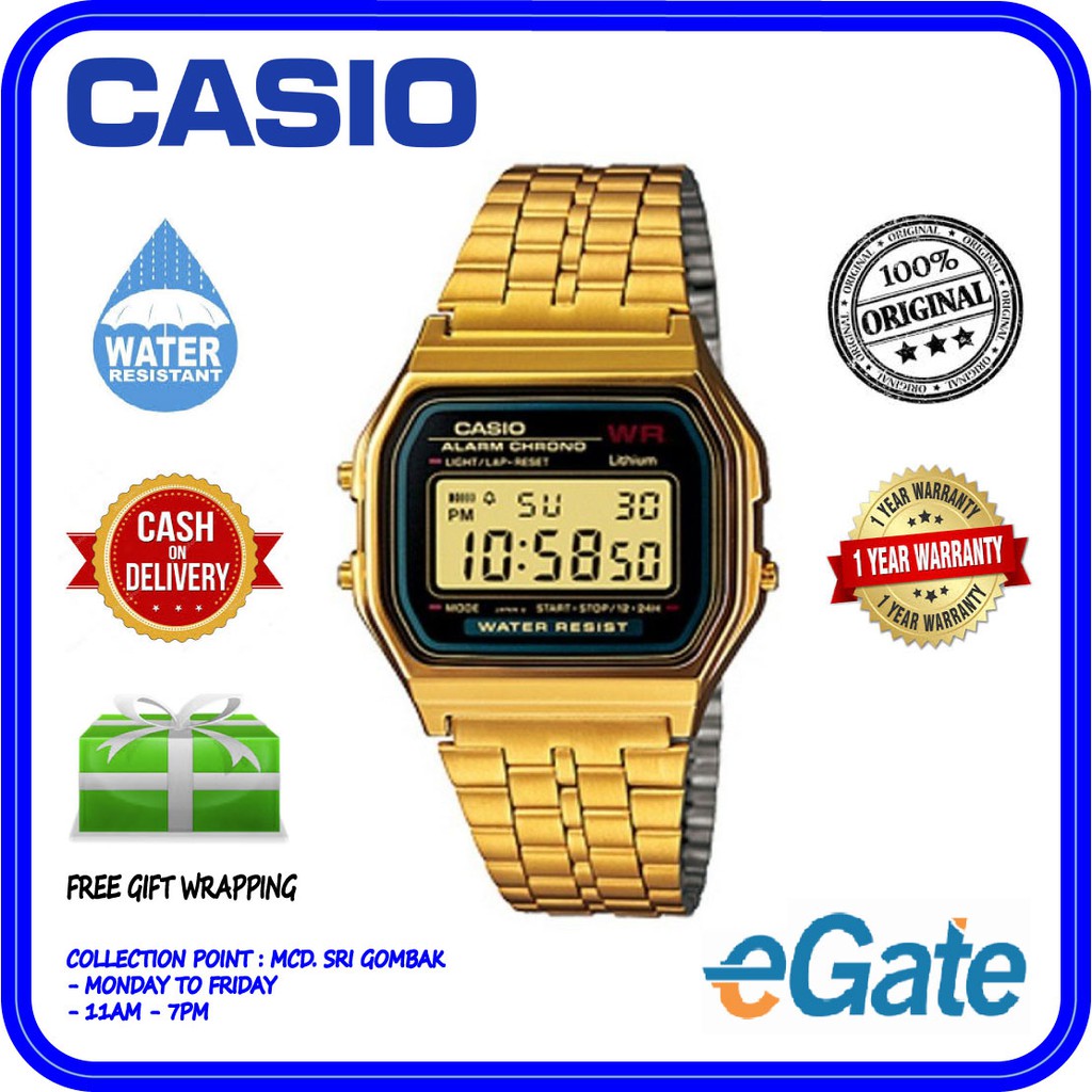 Casio A159WGEA-1DF Unisex Digital Gold Stainless Steel ...