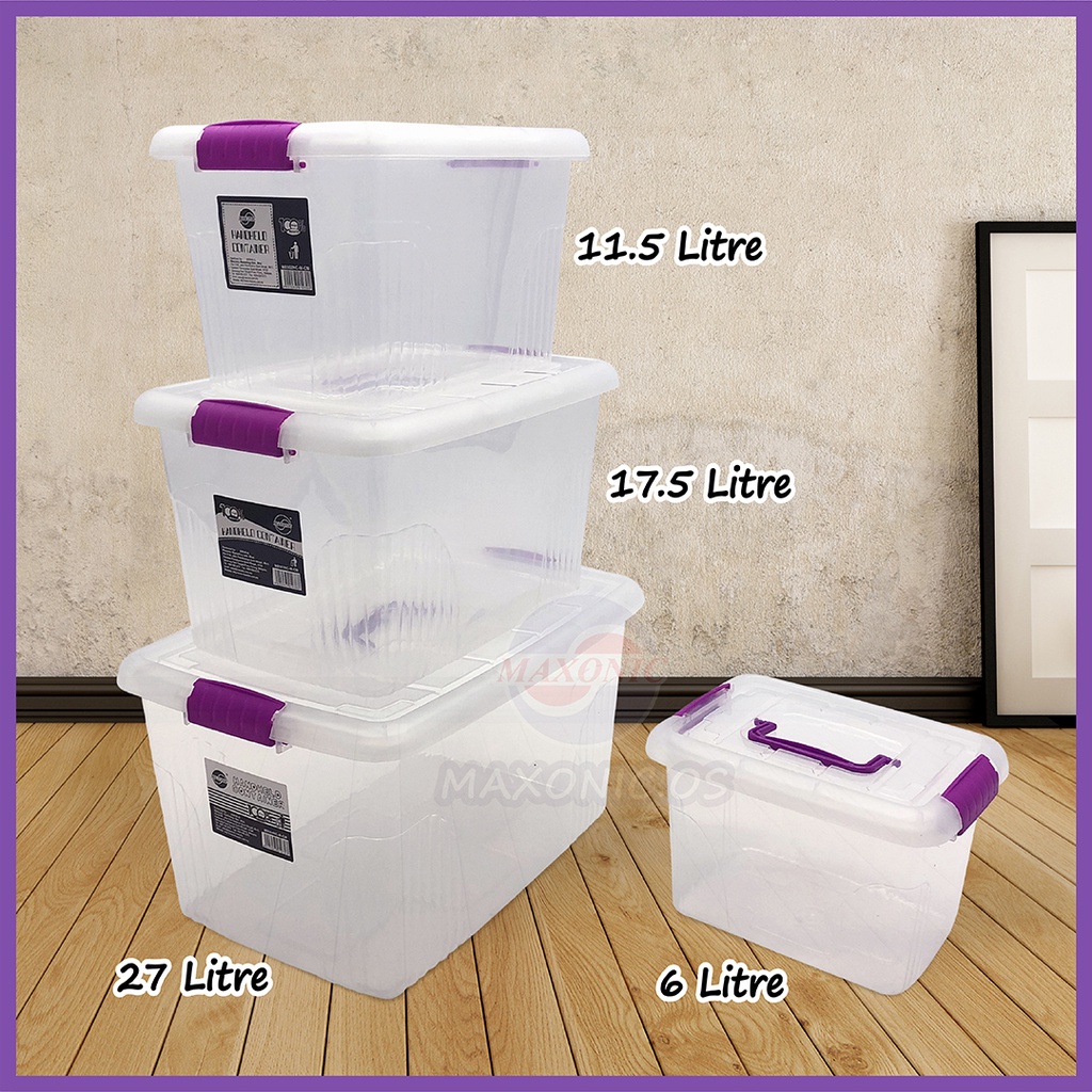 MAXONIC 27L COMBO SET 4 IN 1 MULTIPURPOSE STORAGE BOX | PLASTIC CONTAINER | TOY BOX | KOTAK SIMPANAN PLASTIK SERBAGUNA