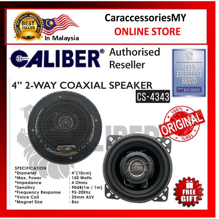 CALIBER 4" 2-Way Car Speaker CS-4343 Suitable for all type of car