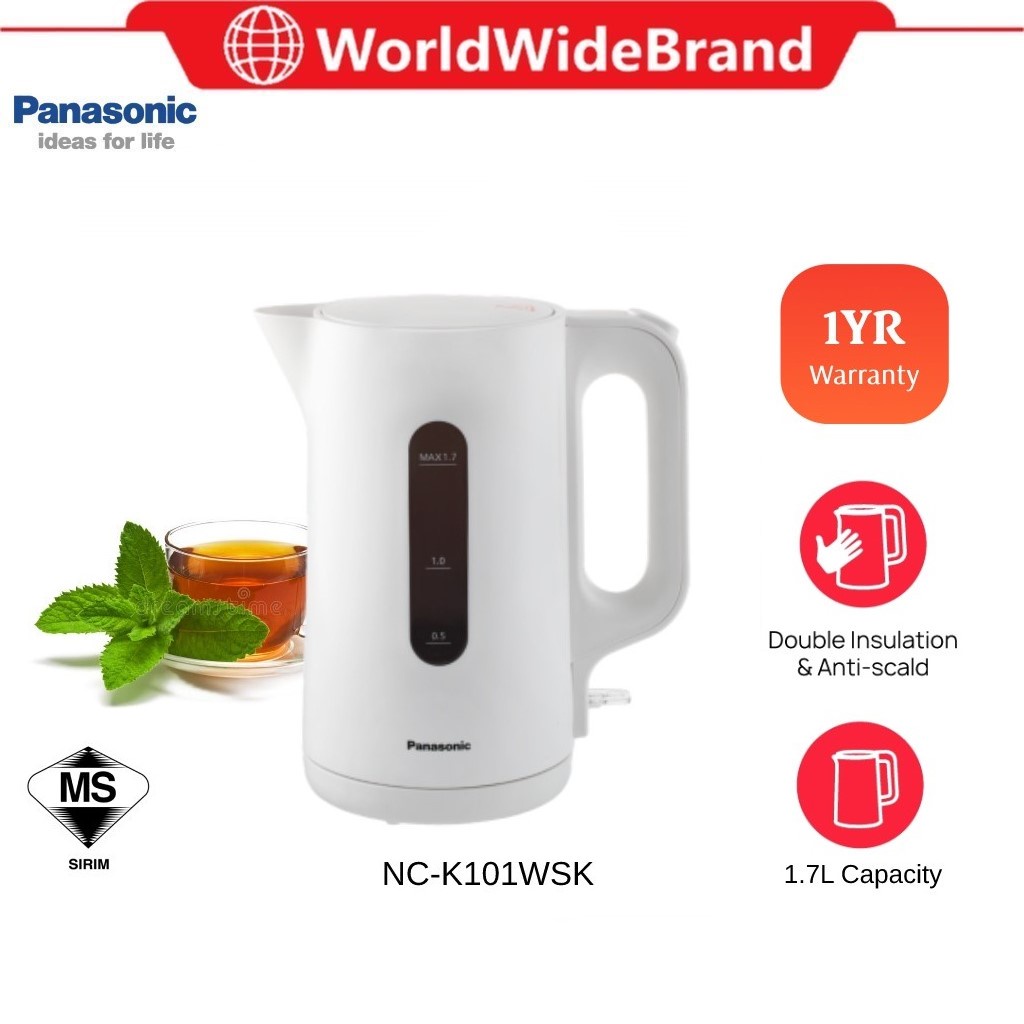 Panasonic 1.7L Electric Kettle in White Plastic NCK101 / Electric