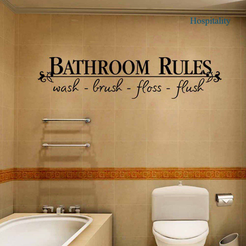 Hospitality New Bathroom Art DIY Removable Wall Sticker Home Decal Bathroom Rules Sticker