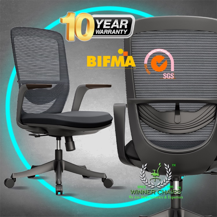 Ergonomic Office Chair WN 91B-BLK (10 Years Warranty) Mid Back Computer Chair