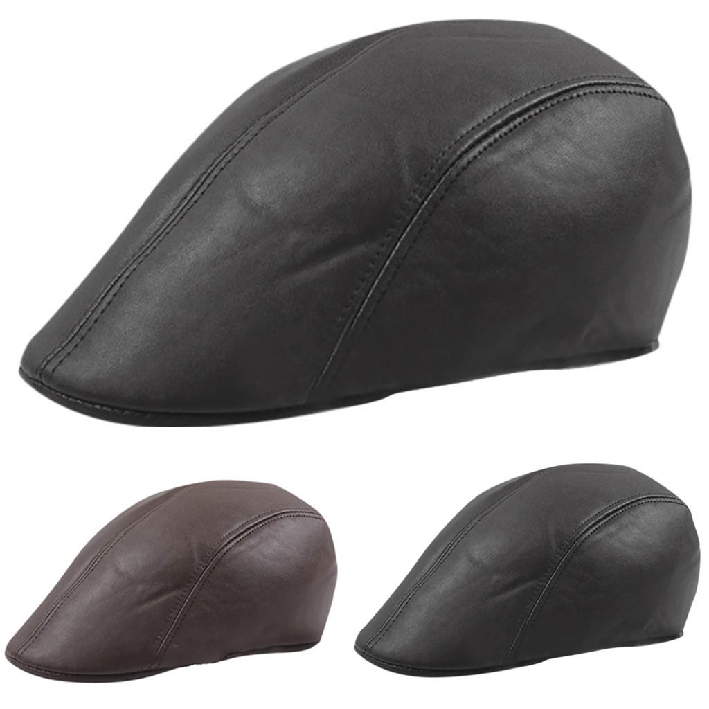 mens leather caps