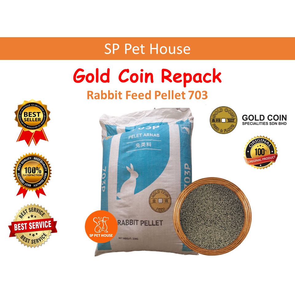 *REPACK 1KG* GOLD COIN[703P] Premium Rabbit Food Pellet / Makanan Penggemuk Arnab