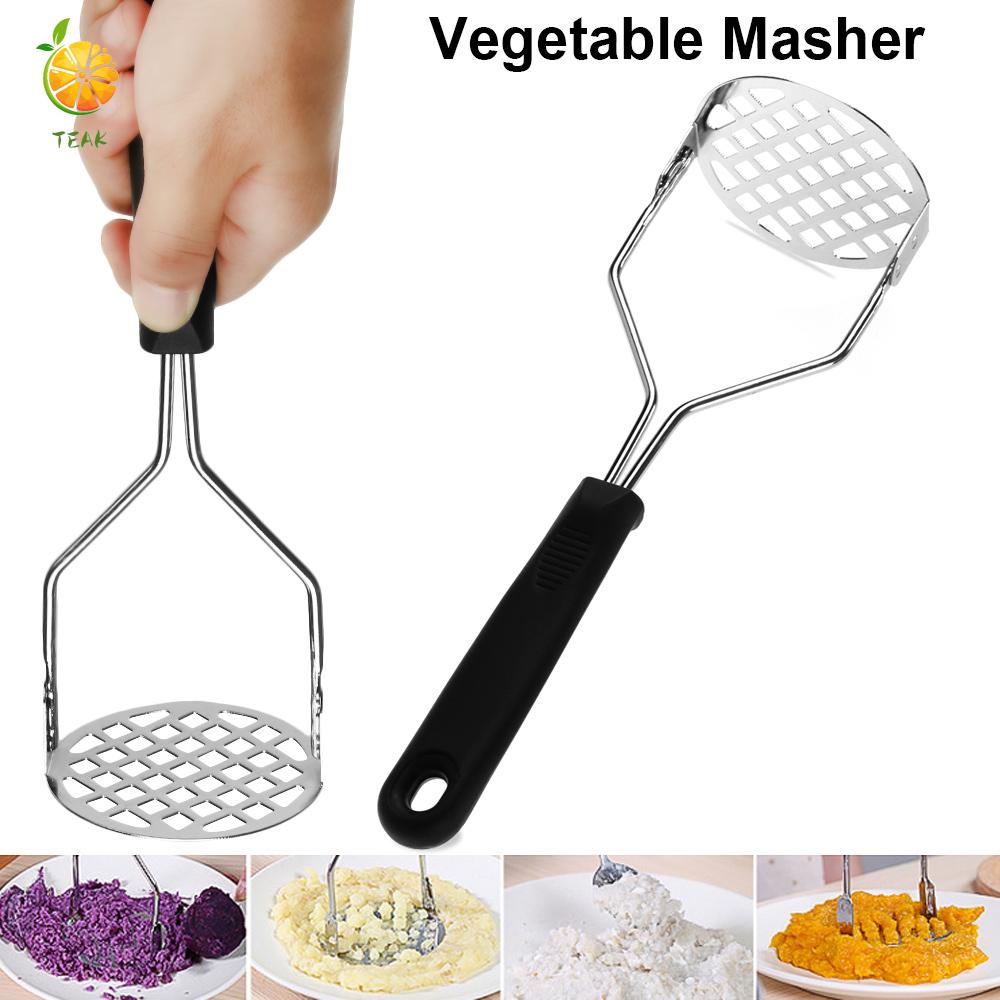 Making Kitchen Vegetable Crusher Black Handle Potato Masher Stainless Steel 