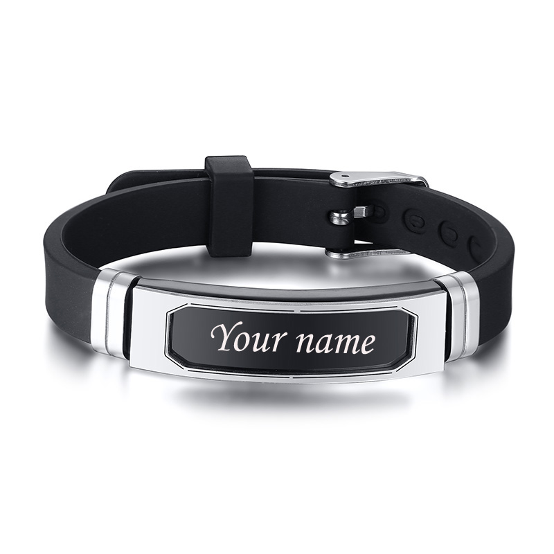 Vnox Men Personalized Engraving Names Bracelet