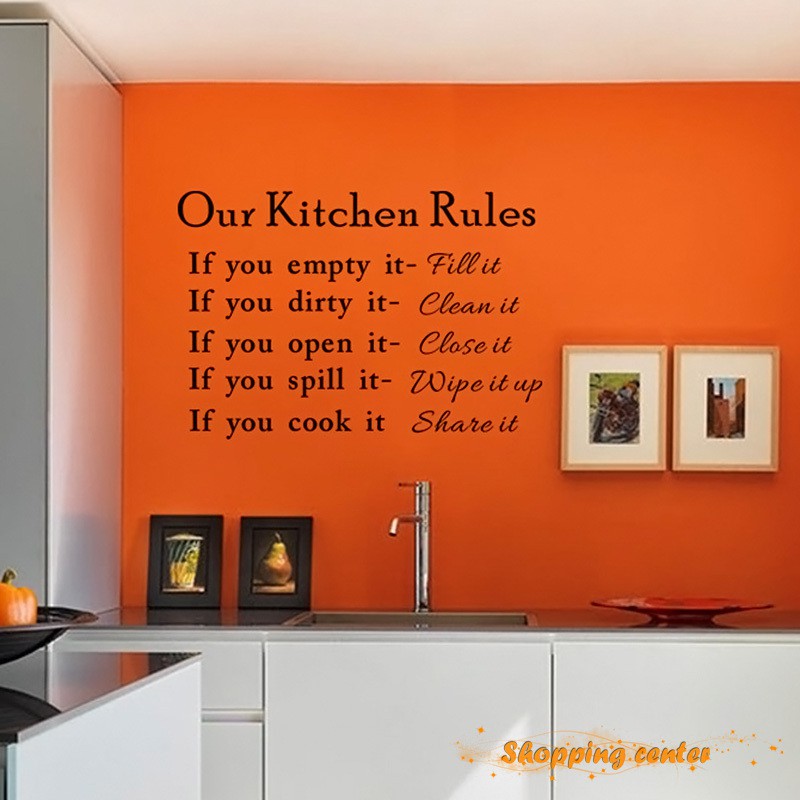 Sc Our Kitchen Rules Living Room Vinyl Wall Stickers Lettering Art Quote Decals Home Poster Sofa Wall Decoration