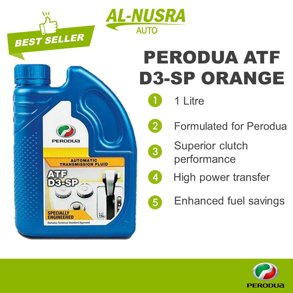 PERODUA ATF D3SP ORANGE 1L AUTO TRANSMISSION FLUID GEAR OIL MINYAK