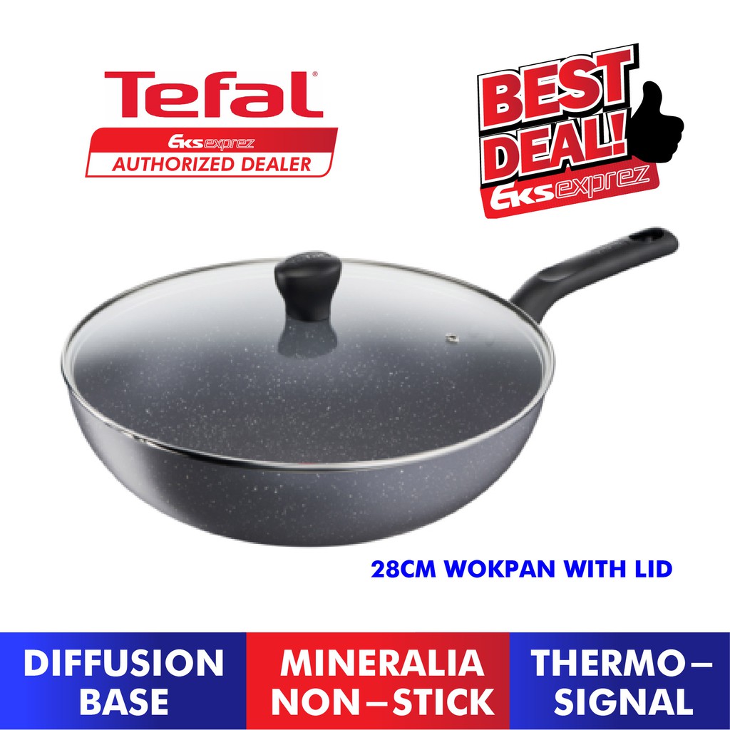 Tefal Cookware Natura Wokpan With Lid (28cm) B22692 | New PGMall