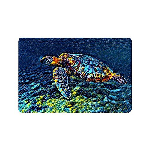 Watercolors Sea Turtle Non Slip Indoor And Outdoor Door Mat Rug