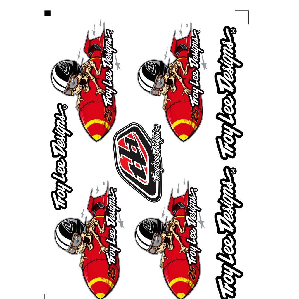 ?1Set 8pcs?Rocket Skull Troy Lee Designs Premium Quality Sticker .  Freegift inside ! | Shopee Malaysia