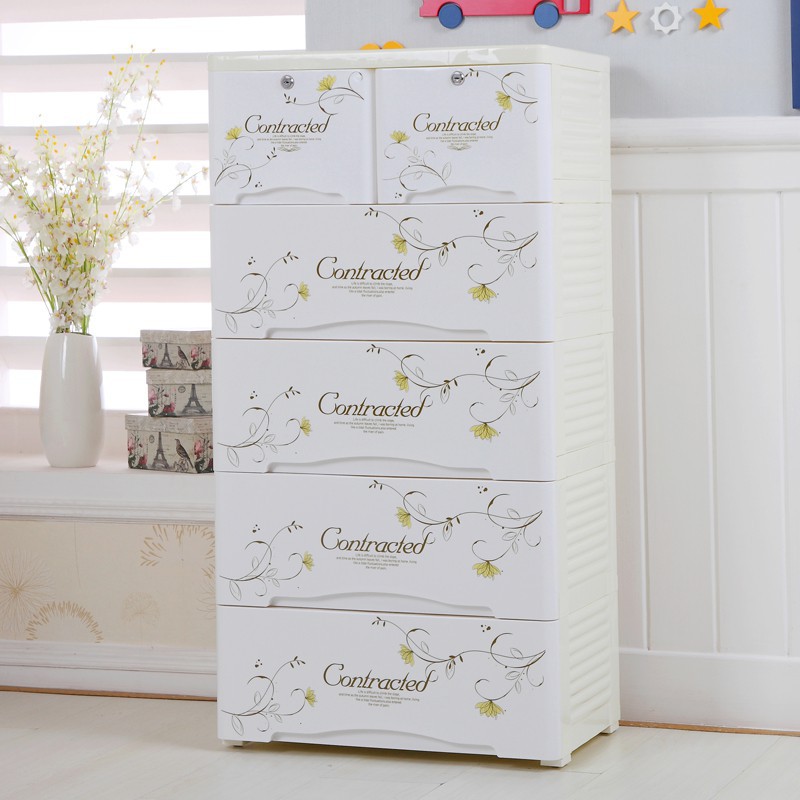 Plastic Drawer Storage Cabinet Baby Wardrobe Clothes Sundries Five