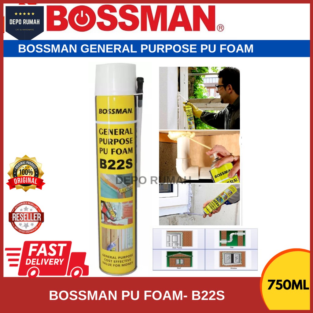 750ML BOSSMAN General Purpose PU Foam B22S [Bonding & Mounting
