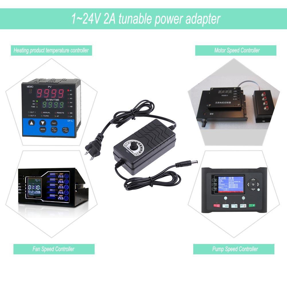 EU 1-24V 2A Adjustable AC to DC Power Supply Adapter Motor Speed Controller CAO 