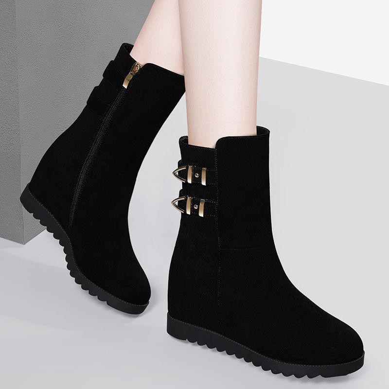 fashion leather slope heel boots