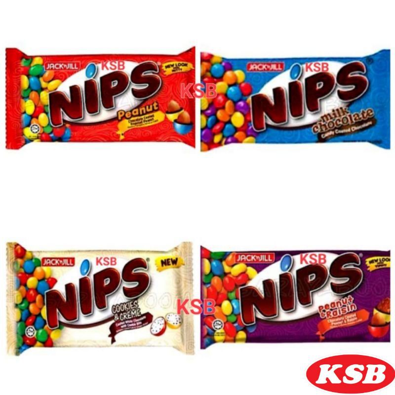 62g Nips Cookies/65g Nips Milk Choco/70g Nips Peanut/85gPeanut Raisin