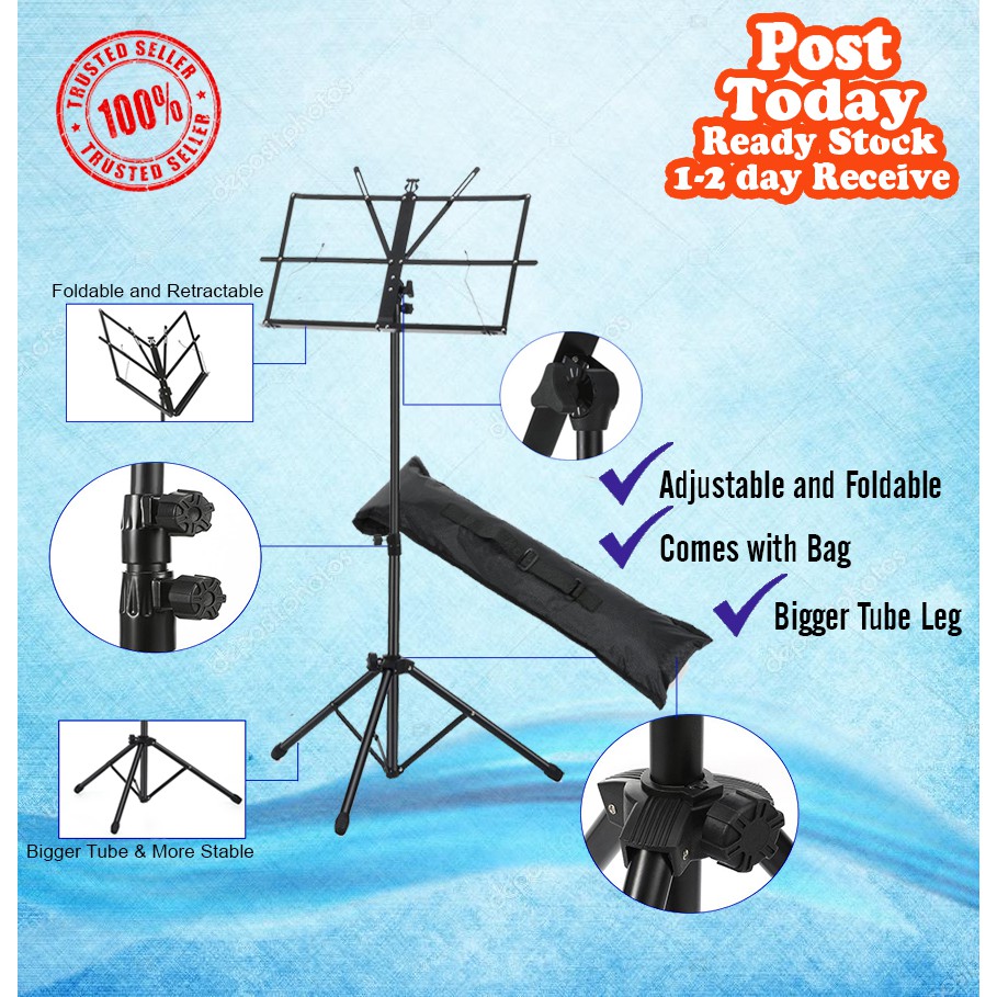 Foldable Music Stand Note Stand Comes with Carrying bag (Bigger Tube