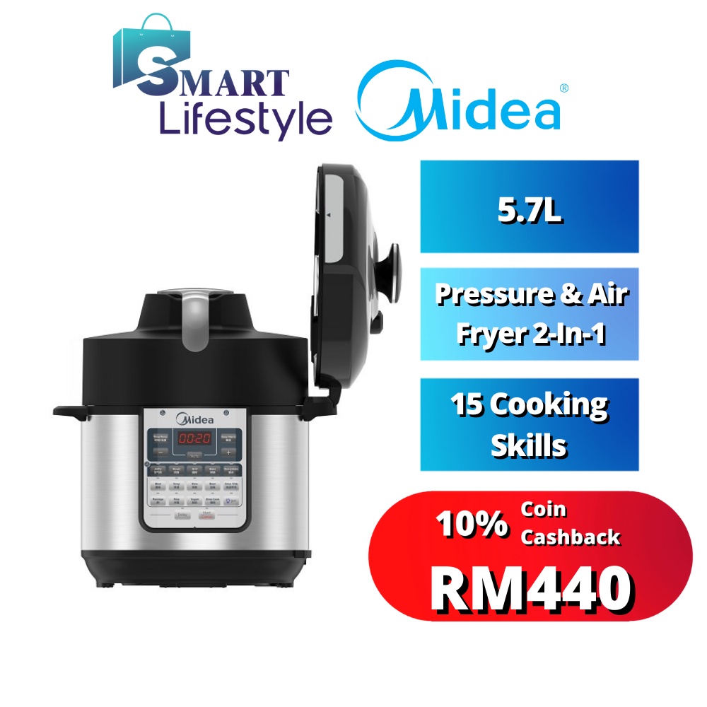 Midea 1500W 2-In-1 Pressure Cooker & Air Fryer (5.7L) MY-CN65A