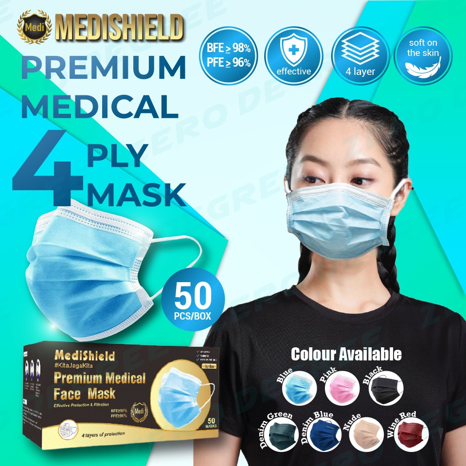 Medishield 50pcs 4ply Hijab Mask 3ply Face Mask Headloop Non Medical ...